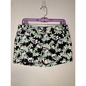 Banana Republic Women's Shorts 6P Hampton Fit Flat Front Navy Floral Chinos